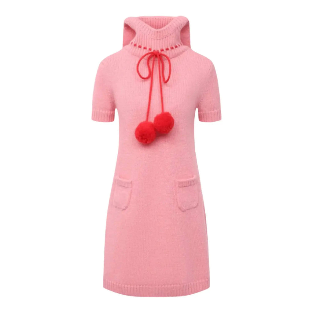 gucci mini dress Gucci Hooded Pompom Mini Dress