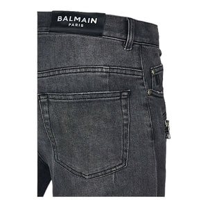 Balmain Ribbed Patches Slim Jeans - Designer Clothing Shop