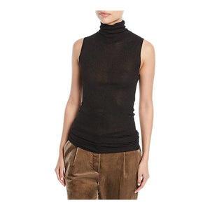 Brunello Cucinelli Metallic Turtleneck Sleeveless Top BRUNELLO Cucinelli