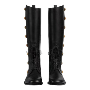 Gucci Black Leather Boots With Buttons - Designer Clothing Shop