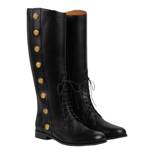 Gucci Black Leather Boots With Buttons - Designer Clothing Shop