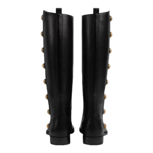 Gucci Black Leather Boots With Buttons - Designer Clothing Shop