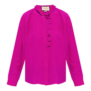 Gucci Dark Pink Silk Dress Shirt - Designer Clothing Shop