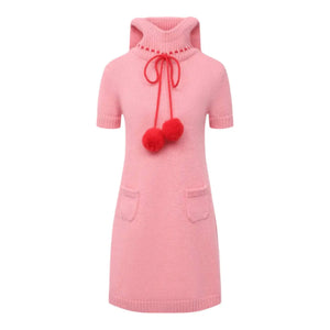 Gucci Hooded Pompom Mini Dress - Designer Clothing Shop