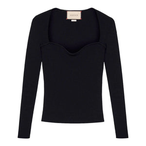 Gucci Sweetheart Neck Ribbed Top GUCCI