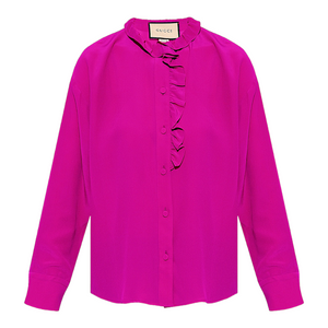 GUCCI Dark Pink Silk Dress Shirt - Designer Clothing Shop
