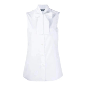 Prada Sleeveless Pussy-Bow Blouse - Designer Clothing Shop