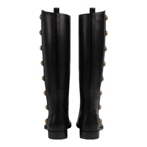 GUCCI Black Leather Boots With Buttons - Designer Clothing Shop