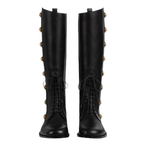 GUCCI Black Leather Boots With Buttons - Designer Clothing Shop