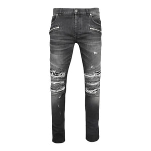 BALMAIN Ribbed Patches Slim Jeans
