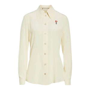 GUCCI Silk Blouse With Embroidery Flower