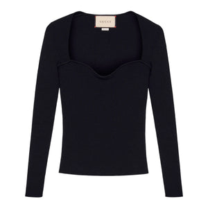 GUCCI Sweetheart Neck Ribbed Top - Designer Clothing Shop